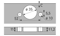 Петля intermat 9936, угол корпуса w90, угол 95°, чашка th43 d35, накладная, b22 9044845 Hettich
