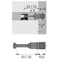 Дюбель быстрого монтажа rapid s du 333 для rastex, l30, d10 9046186 Hettich