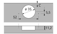 Петля slideon 2333, угол 95°, чашка th42 d35, накладная, b14,5 1078660 Hettich