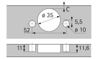 Петля sensys 8657i, угол 165°, чашка th53 d35, средняя стенка, b3 9099551 Hettich