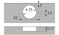 Петля intermat 9973, угол 110°, чашка th42 d35, средняя стенка, b3 9043362 Hettich