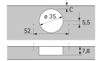 Петля sensys 8676, угол 110°, чашка th52 d35, средняя стенка, b3 9094460 Hettich