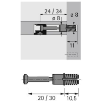 Дюбель быстрого монтажа rapid s du 325 для rastex, l30, d8 9046182 Hettich