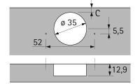 Петля sensys 8675, угол 110°, чашка th52 d35, средняя стенка, b3 9073663 Hettich